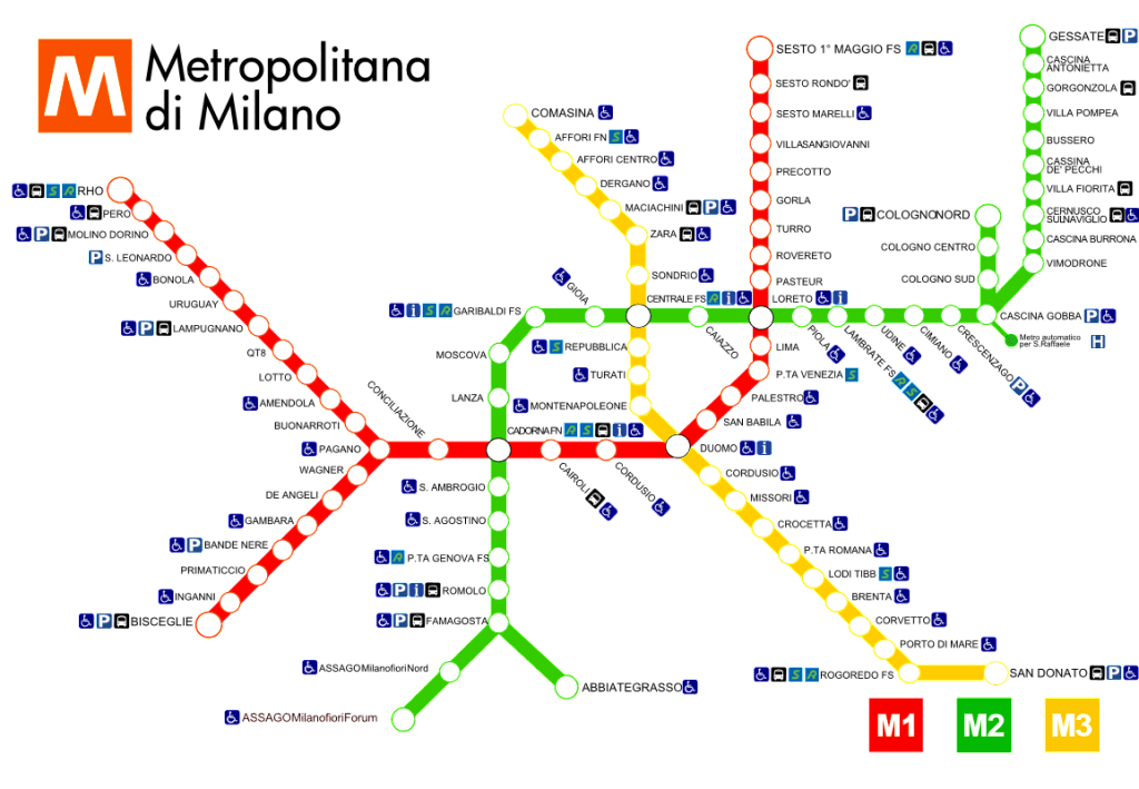 Карта милана на русском с метро и улицами